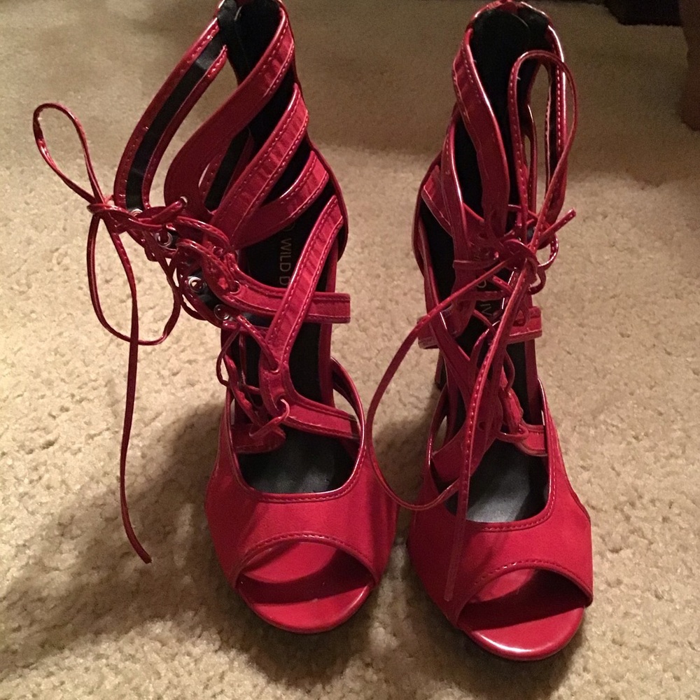 Red patent leather heels